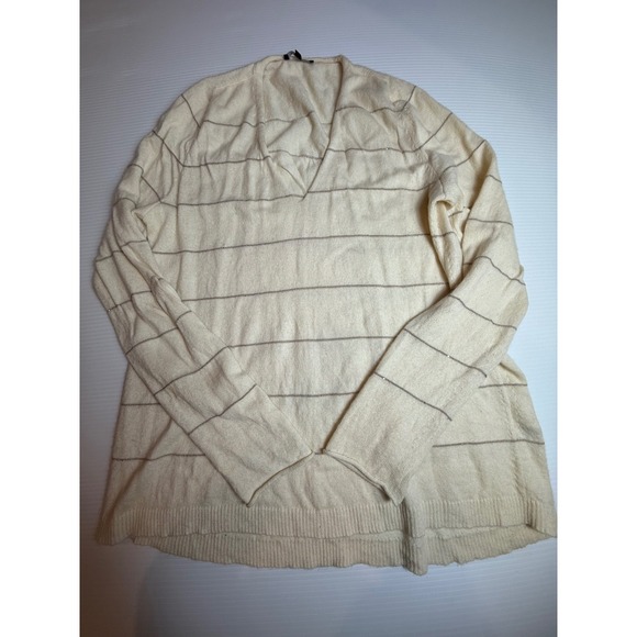 Lafayette 148 New York Striped V-Neck Knit Sweater Size L stain spots - Picture 5 of 9